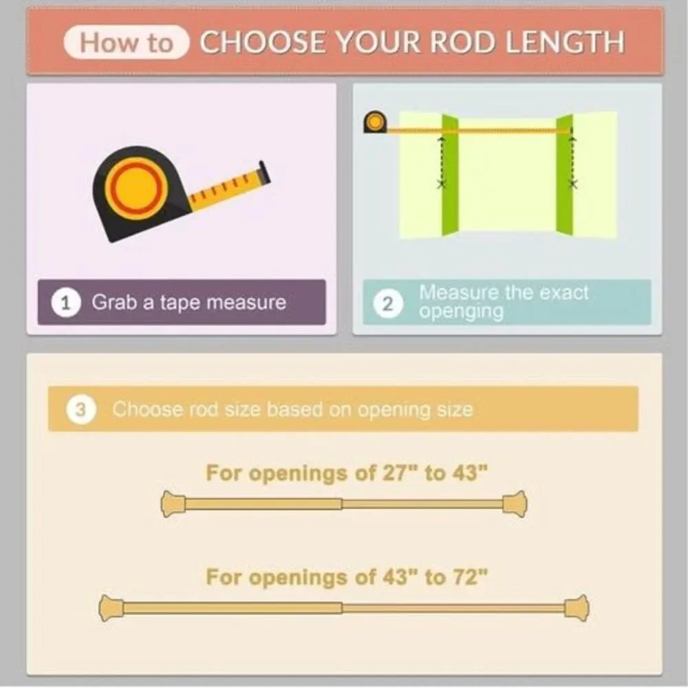 Spring Tension Curtain Rod 27-43 Inch, Never Rust and Non-Slip Shower Curtain Ro